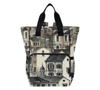 Yoogain Large Diaper Bags Unisex for Travel Chinese Retro Architecture
