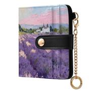 Yoogain Lavender Summer Provence Ladies Folding Coin Wallet Unique PU Leather Bifold Wallet for Girls Women Ladies