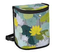 Yoogain Leak-Proof Foldable Pink Trash can Portable Garbage Container bin for car for Women Men Road Trip Essentials 6L -Wood Water Lily Green