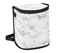 Yoogain Leak-Proof Foldable Small Trash can Leak-Proof & Spill-Proof car Garbage can for SUV, Truck & Minivan 6L -Cartoon Cloud Star Light Gray