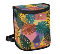 Yoogain Leak-Proof Foldable Storage bin Portable Accessories for Women Interior Cute Car Accessories for Women Men 6L -Colorful Tropical Leaves Abstract