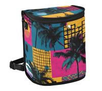 Yoogain Leak-Proof Foldable Trash cans Portable Garbage can for Back seat Car Accessories for Women Men 6L -Tropical Tree Blue Red Geometic Retro