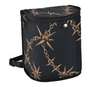 Yoogain Leak-Proof Foldable Vehicle Trash can Leak-Proof & Spill-Proof car Trash can for Back for Women Men Road Trip Essentials 6L -Thorn Star Chain Black