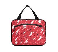 Yoogain Lightning Mixed Pattern Red hanging bags for traveling with hook, designer essentials kit bag for men for accessories for women trip estuches para maquillaje L, lightning mixed pattern red, L