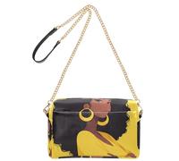 Yoogain Mad Yellow African Girl Crossbody Small Bags For Women Vegan Leather Purse For Teens Zip Shoulder Bag