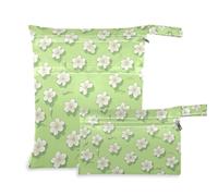 Yoogain mess-proof dry bag 2 Pack travel essentials for flying with handles for daycare (Sage Green White Flower)