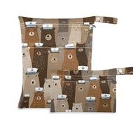 Yoogain mess-proof dry bag 2 Pack travel essentials for flying with handles for yoga (Naughty Ocean Brown Bear)