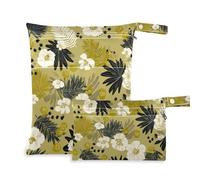 Yoogain mess-proof wet dry bags 2 Pack travel essentials for flying with handles for baby diapers (Naughty Jungle Flower)