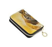 Yoogain Mighty Animal Realistic Style Yellow leather credit card wallet With 9 cards slot RFID Blocking card holder men with zipper