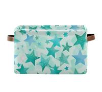 Yoogain Mint Green Blue Stars storage baskets, collapsable waterproof storage containers baskets with sturdy handle bags little for shelves