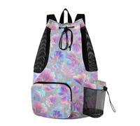 Yoogain Neon Ocean Leaf Drawstring Bags For Men Women Sports Gym Bag With Water Bottle Pocket String Back Pack Waterproof
