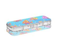Yoogain Ocean Animal Tropical Fish Blue Colorful Plastic Pencil Box Clear Double-Deck Pens Boxes Case For Kids With Snap-Tight Lid