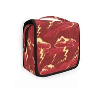 Yoogain Ocean Thunder Red Gold travel toiletry bag hanging with hanging hook Portable make up bag with Compartments & Handle