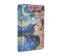 Yoogain Oil Painting Sense Starry Night Myth leather mens slim wallets With ID Window RFID Blocking small wallet for cards for Men and Women