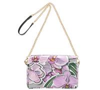 Yoogain Orchid Hunter Floral Colorful Sticker Style Small Crossbody Bag For Women Vegan Leather Womens Casual Purses Waterproof Shoulder Handbag For Travel