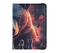 Yoogain Passport Card Holder Leather Passport Case Chess the Brown Bear