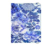 Yoogain Passport Holder Leather Passport Case Boho Retro Blue Flower