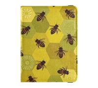 Yoogain Passport Holders Leather Passport Cover Honey Bumble Bee Beekeeper