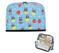 Yoogain Pencil Bags Large Capacity Pen Bag High Capacity Case Pencil Holder for Teen Boys School Easter Cute Bunnies Simple Red Blue