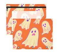 Yoogain Pencil Box 3-Holes Pocket Folders for A4 Paper Letter 2 Pack Students Class Happy Halloween Orange