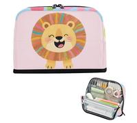 Yoogain Pencil Box Large Capacity Makeup Pouches Zippered Stationery Pen Bag for Adults Office Just A Girl Who Loves Lion