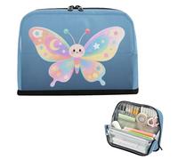 Yoogain Pencil Box Large Capacity Storage Bag Zip Stationery Pencil Case for Student Travel Just A Girl Who Loves Butterfly