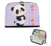 Yoogain Pencil Case Bag Large Capacity Makeup Soft Stationery Pen Bag for Women Office Just A Girl Who Loves Panda