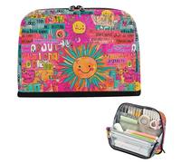 Yoogain Pencil Case Bag Large Capacity Pen Case Cute Stationery Pencil Case for Teen Boys School Sun Colorful Art Words Cute