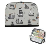 Yoogain Pencil Case Box Large Capacity Cosmetic Bag Portable Case Pencil Holder for Preppy College Pirates Design Gray Design