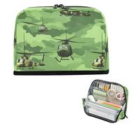 Yoogain Pencil Case Box Large Capacity Pen Case Cosmetic Portable Coin for Student Preppy School A Helicopter War