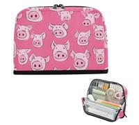 Yoogain Pencil Case Holder Large Capacity Makeup Soft Stationery Organizer for Teen Girls College Cartoon Cute Pig Face Pink