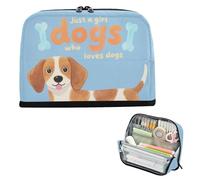 Yoogain Pencil Case Holder Large Capacity Pen Bag Zip Stationery Bag for Student Elementary Just A Girl Who Loves Dogs