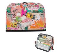 Yoogain Pencil Case Organizer Large Capacity Makeup Bags With Zipper Stationery Organizer for Student High School Supplies Butterfly Colorful Art Words