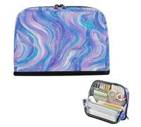 Yoogain Pencil Case Organizer Large Capacity Pen Pencil Case Lightweight Organizer Box for Girls School Must Haves Purple Blue Galaxy Starry Waves