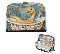 Yoogain Pencil Cases Large Capacity Makeup With Compartment Case Pencil Holder for Men School Must Haves Chic Dinosaur Vintage Bathtub