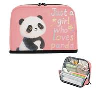 Yoogain Pencil Cases Large Capacity Upright Storage Bag High Capacity Stationery Pen Bag for Teacher Cosmetics Just A Girl Who Loves Panda