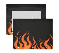 Yoogain Pencil Cases With Smooth Zippers 3 Rings Pocket for A4 Paper Letter 2 Pack Teacher School Supplies Flowing Fire Giraffe Orange Burning