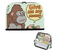 Yoogain Pencil Holder Case Large Capacity Makeup Bag Expandable Stationery Pencil Case for Preppy School Must Haves Give Me My Money Gorilla