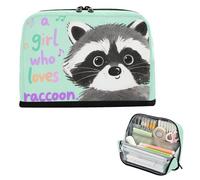Yoogain Pencil Holder Case Large Capacity Pen Cases Multi-Purpose Stationery Organizer for Nurse Cosmetics Just A Girl Who Loves Raccoon