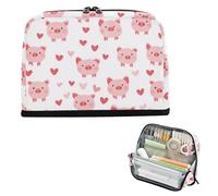 Yoogain Pencil Holder Case Large Capacity Pen Pencil Case Lightweight Multi-Purpose Bag for Adults Kindergarten Cartoon Pig White