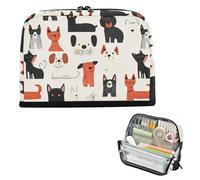 Yoogain Pencil Holder Large Capacity Pen Bags Portable Organizer Box for College Student Office Cartoon Minimalist Dogs Lovely