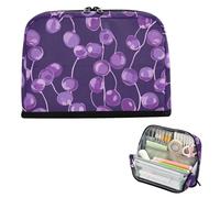 Yoogain Pencil Pen Case Large Capacity Makeup Expandable Stationery Pen Bag for Boys Kindergarten William Morris Style Plant Amethyst