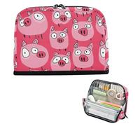 Yoogain Pencil Pen Case Large Capacity Pen Cases Big Capacity Stationery Bag for Teen Boys Middle School Cartoon Cute Pig Face Pink