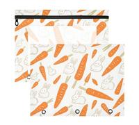 Yoogain pencil pouches 3-Holes Pen Holder Case for 3 Rings Binder 2 Pack Teacher College Supplies Cartoon Cute White Bunny and Carrot