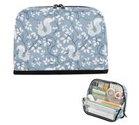 Yoogain pencil pouches Large Capacity Makeup Bags Large Stationery Organizer for Women Grade School Supplies William Morris Style Squirrel Baby Blue