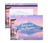 Yoogain pencil pouches With Zipper 3 Rings Pocket for A4 Paper Letter 2 Pack Teacher Class Welcome To Japan Scenery Culture