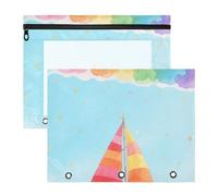 Yoogain pencil poucheses Adorable 3 Hole Pocket for A4 Paper Letter 2 Pack Teacher Class Rainbow Color Boat