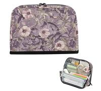 Yoogain pencil poucheses Large Capacity Make Up Bags Cute Stationery Pencil Case for Boys Preppy School Supplies William Morris Style Mauve Floral