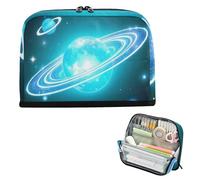 Yoogain pencil poucheses Large Capacity Pen Bags Lightweight Stationery Storage for Girls School Supplies Turquoise Blue Romantic Planet
