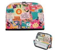 Yoogain Pencil Storage Case Large Capacity Makeup Bag Expandable Stationery Organizer for Adults Middle School Sun Colorful Art Words